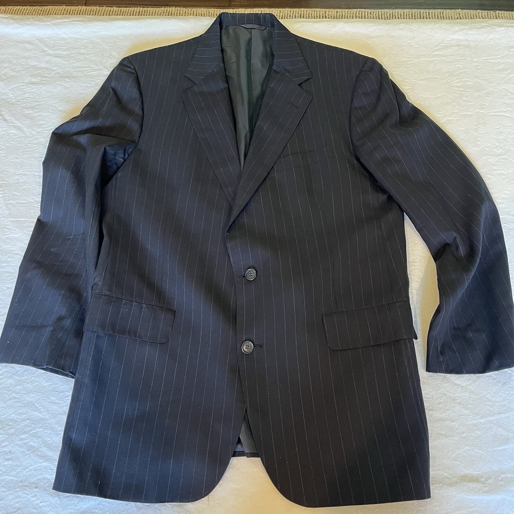 Brooks Brothers Makers Sport Coat Jacket Blazer 42L Navy Pinstripe UNION USA